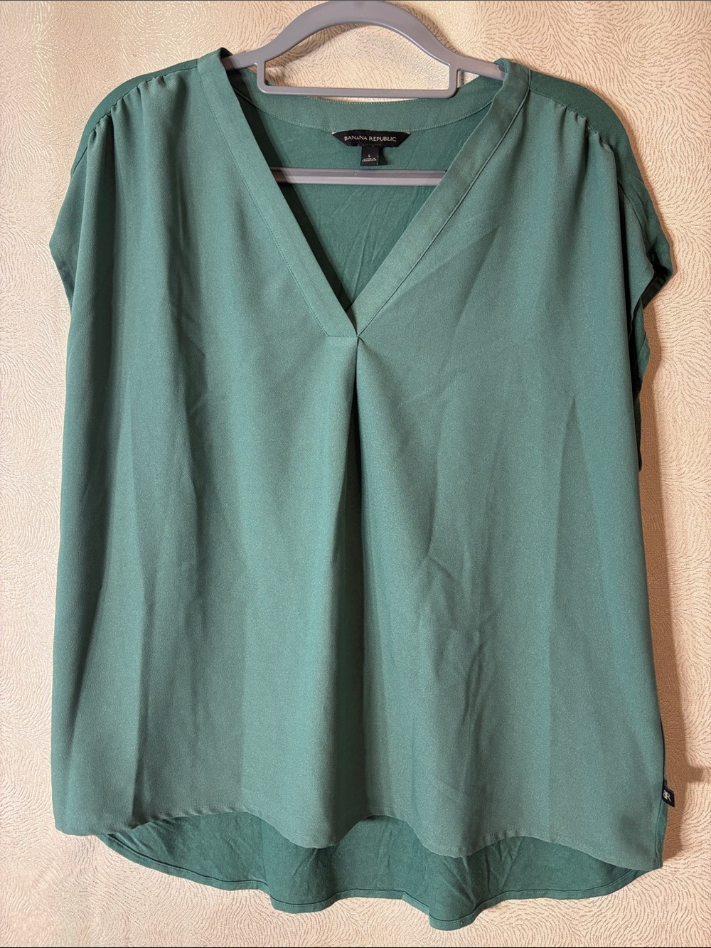 Banana Republic Teal Green V-Neck Cap Sleeve Blouse 0287